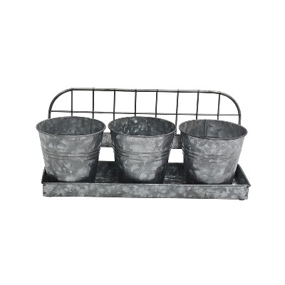 Country Style Galvanized Metal Wall-mounted Set 3 Flower pot