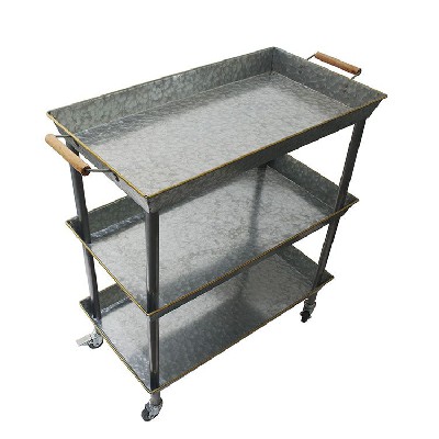 3-Tier Rolling Metal Storage Organizer Mobile Utility Cart with Caster Wheels