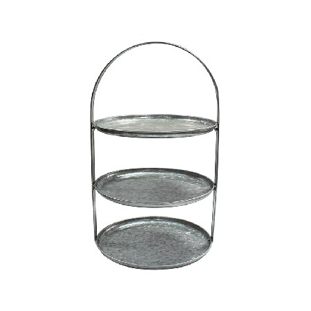 Indoor outdoor use galvanized metal 3 tier stand serving tray