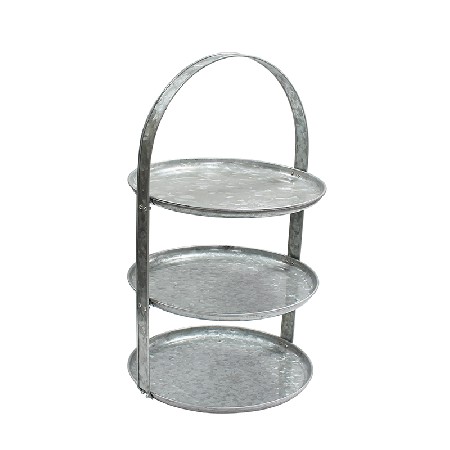 Indoor outdoor use galvanized metal 3 tier stand serving tray