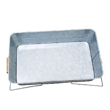 Vintage Rustic Galvanized portable metal tray with handles