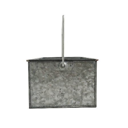 Galvanized Metal Carry Compartment utensil organizer caddy