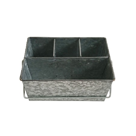 Galvanized Metal Carry Compartment utensil organizer caddy