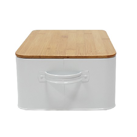 MIf garden brand hot sale metal white bread bin with wood lid