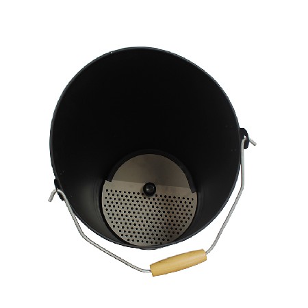 Black Fireplace Metal Hot Ash Bucket with Lid