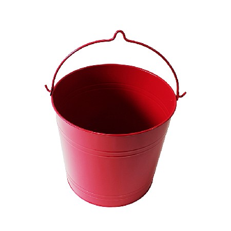 Red Tinplate Metal Home Decoration 12L Iron Bucket For Sale