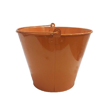 Orange Power Coated Custom Logo Galvanized Metal Bucket with handle