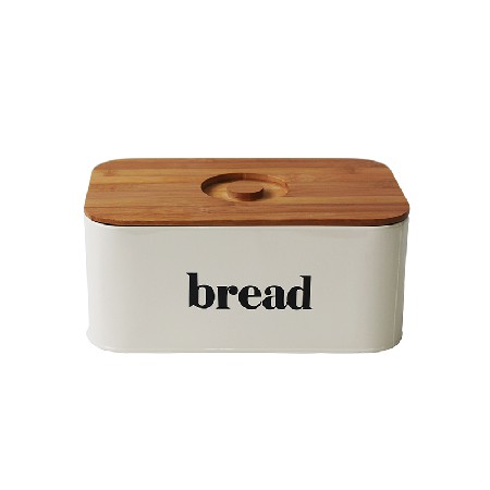 Cream White Vintage Metal Kitchen Storage Tin Canister Bread box