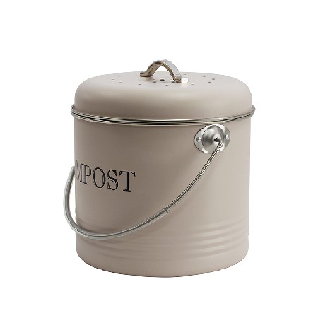 Compost Bin for Kitchen Counter 1.5 Gallon Powder-Coated Carbon Steel | Kitchen Pail with Lid, Trash Keeper Container Bucket, Recycling Caddy