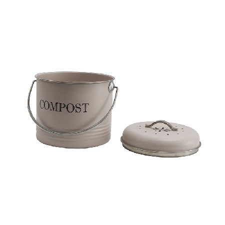 Compost Bin for Kitchen Counter 1.5 Gallon Powder-Coated Carbon Steel | Kitchen Pail with Lid, Trash Keeper Container Bucket, Recycling Caddy