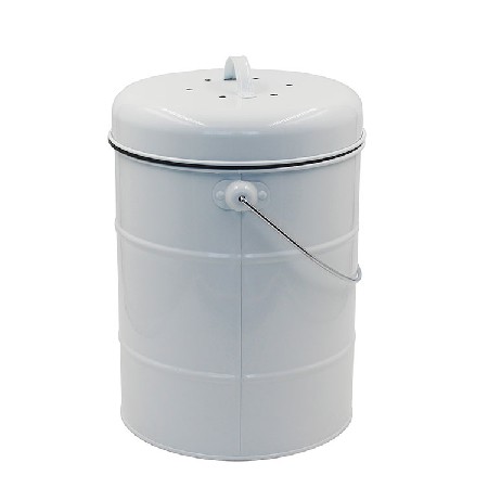 White Metal counter top kitchen compost bin