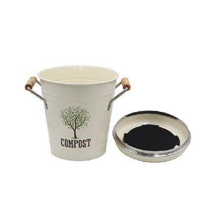 Carbon Steel Indoor Kitchen Compost Pail for Kitchen Countertop for Food Scraps